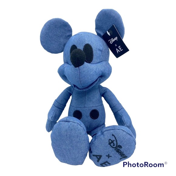 Disney Mickey Mouse Limited Edition American Eagle AE Denim Blue Stuffed Toy NWT - Picture 1 of 6